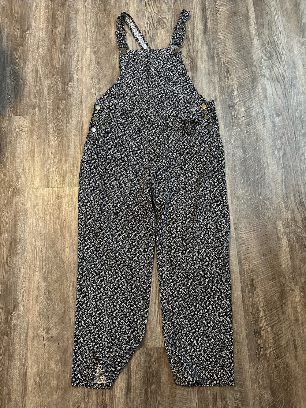 Polagram Black Floral Women’s Jeans Overalls
